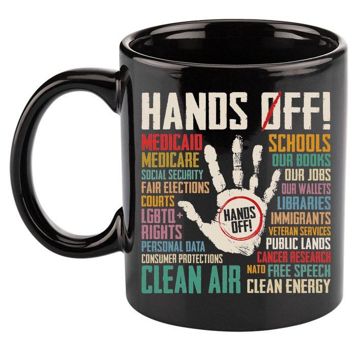 Retro Hands Off Protest Social Security And Medicare Protest 11oz C Handle Ceramic Mug
