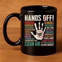 Retro Hands Off Protest Social Security And Medicare Protest 11oz C Handle Ceramic Mug