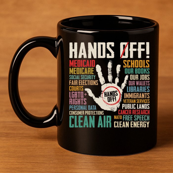Retro Hands Off Protest Social Security And Medicare Protest 11oz C Handle Ceramic Mug