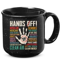 Retro Hands Off Protest Social Security And Medicare Protest 15oz Campfire Ceramic Mug