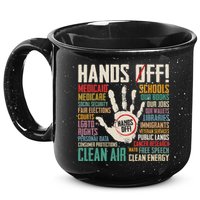 Retro Hands Off Protest Social Security And Medicare Protest 15oz Campfire Ceramic Mug