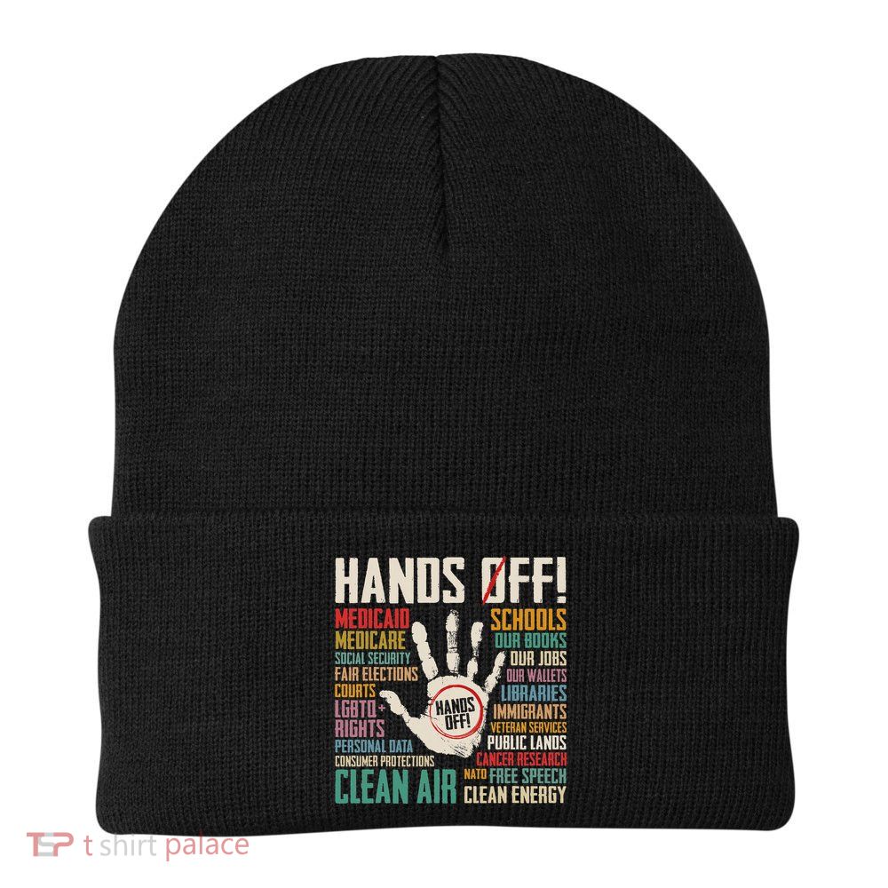 Retro Hands Off Protest Social Security And Medicare Protest Beanie