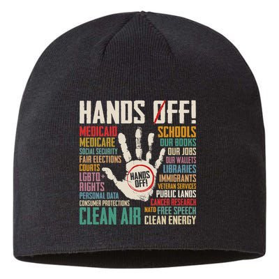 Retro Hands Off Protest Social Security And Medicare Protest Sustainable Beanie