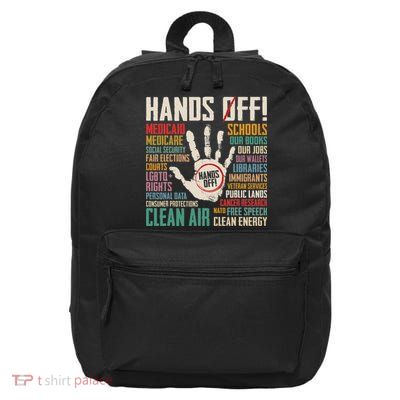 Retro Hands Off Protest Social Security And Medicare Protest 16 in Basic Backpack