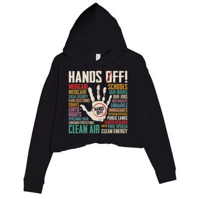 Retro Hands Off Protest Social Security And Medicare Protest Crop Fleece Hoodie