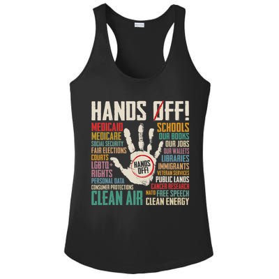 Retro Hands Off Protest Social Security And Medicare Protest Ladies PosiCharge Competitor Racerback Tank
