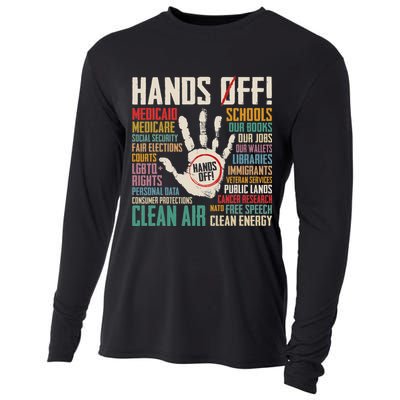 Retro Hands Off Protest Social Security And Medicare Protest Cooling Performance Long Sleeve Crew