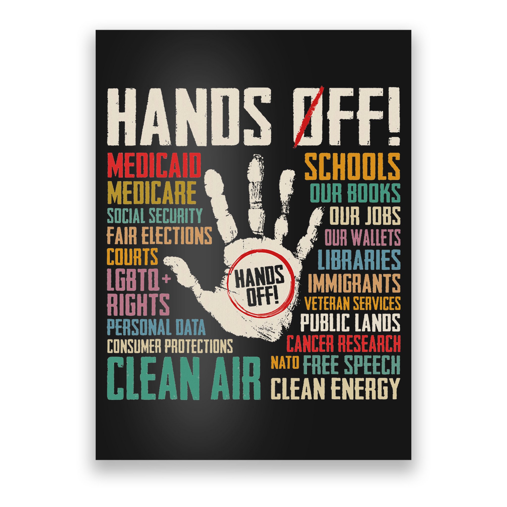 Retro Hands Off Protest Social Security And Medicare Protest Poster