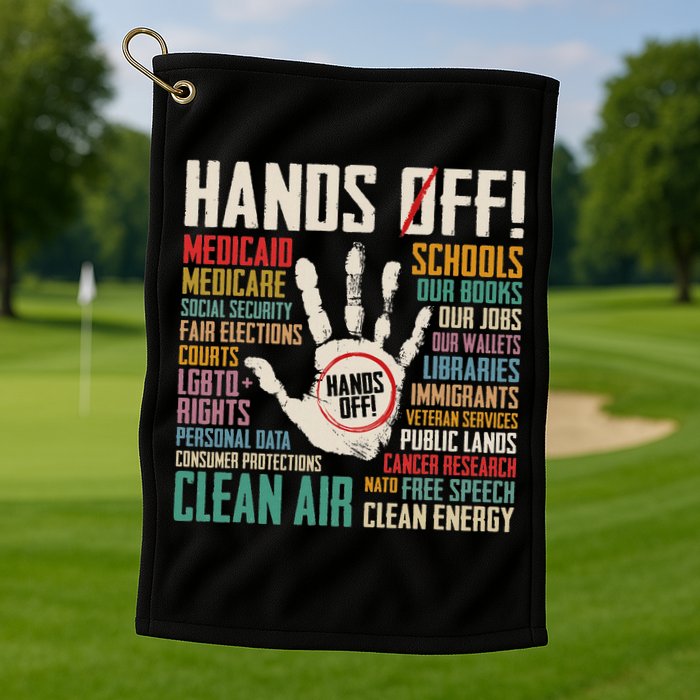 Retro Hands Off Protest Social Security And Medicare Protest Golf Towel
