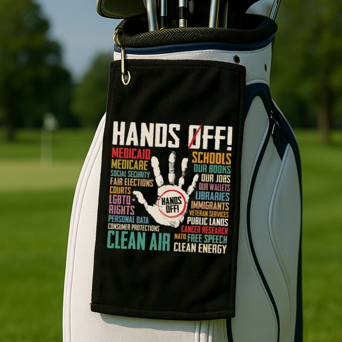 Retro Hands Off Protest Social Security And Medicare Protest Golf Towel