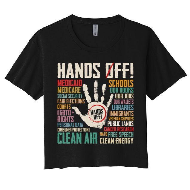 Retro Hands Off Protest Social Security And Medicare Protest Crop Top