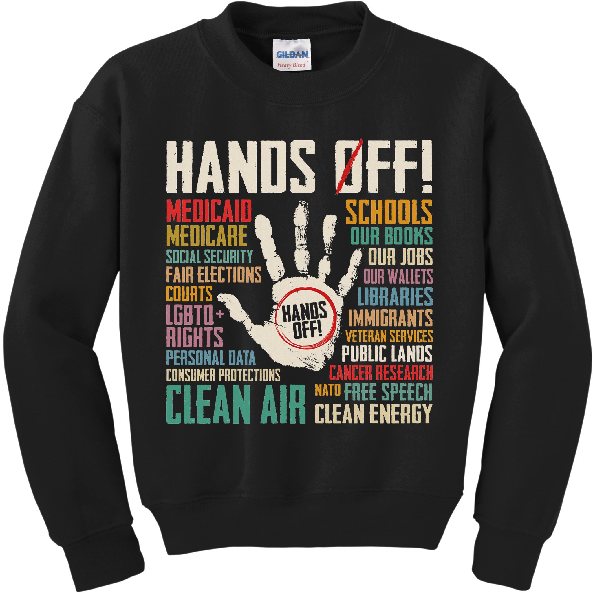 Retro Hands Off Protest Social Security And Medicare Protest Kids Sweatshirt