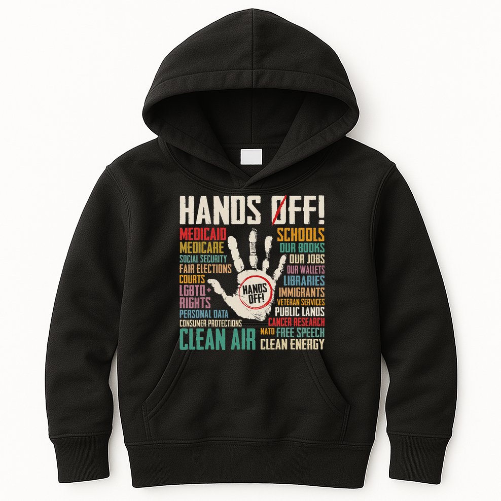 Retro Hands Off Protest Social Security And Medicare Protest Kids Hoodie