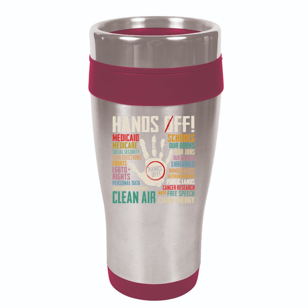Retro Hands Off Protest Social Security And Medicare Protest 16oz Travel Tumbler