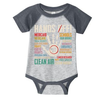 Retro Hands Off Protest Social Security And Medicare Protest Infant Baby Jersey Bodysuit