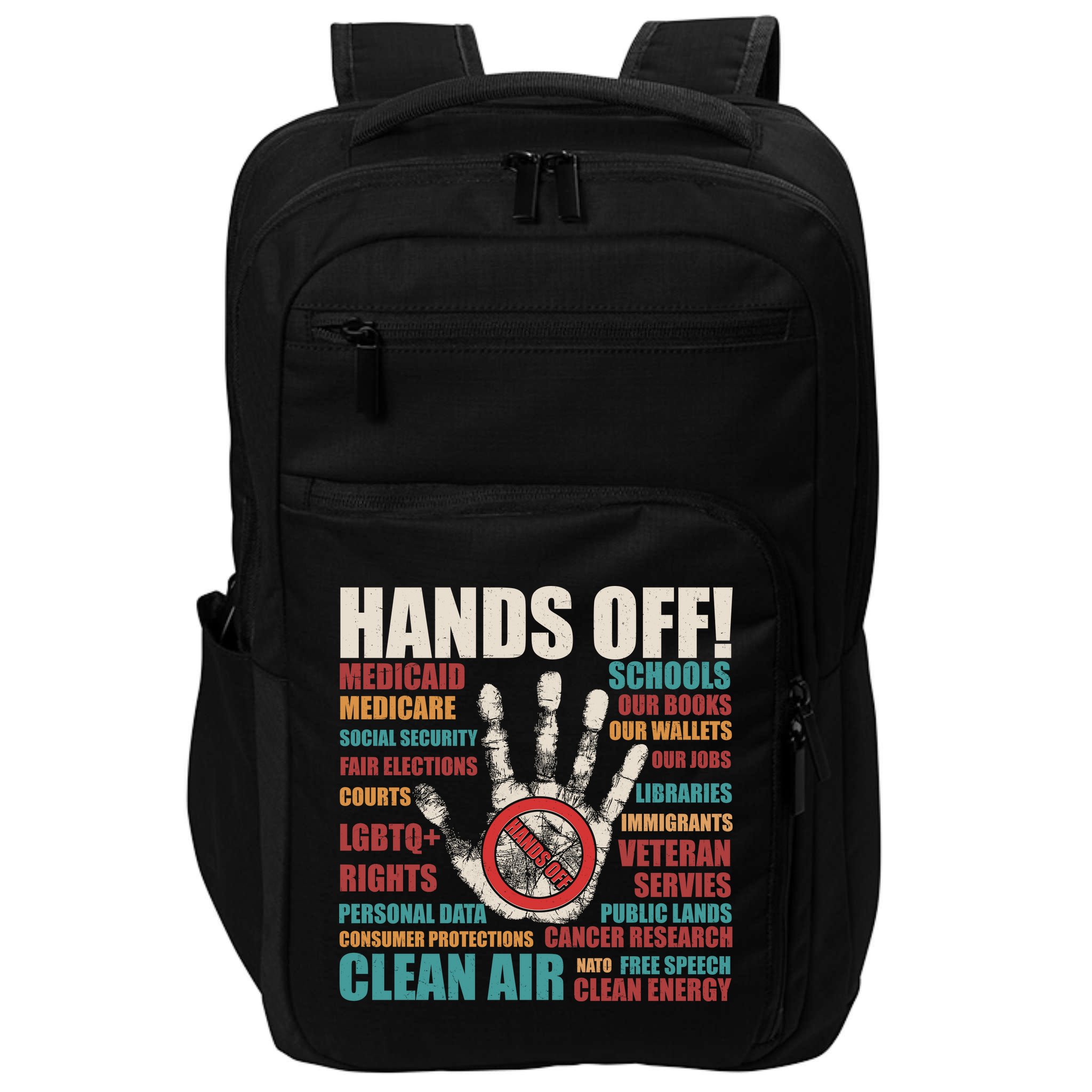Resist Hands Off Protest Anti Trump Impact Tech Backpack
