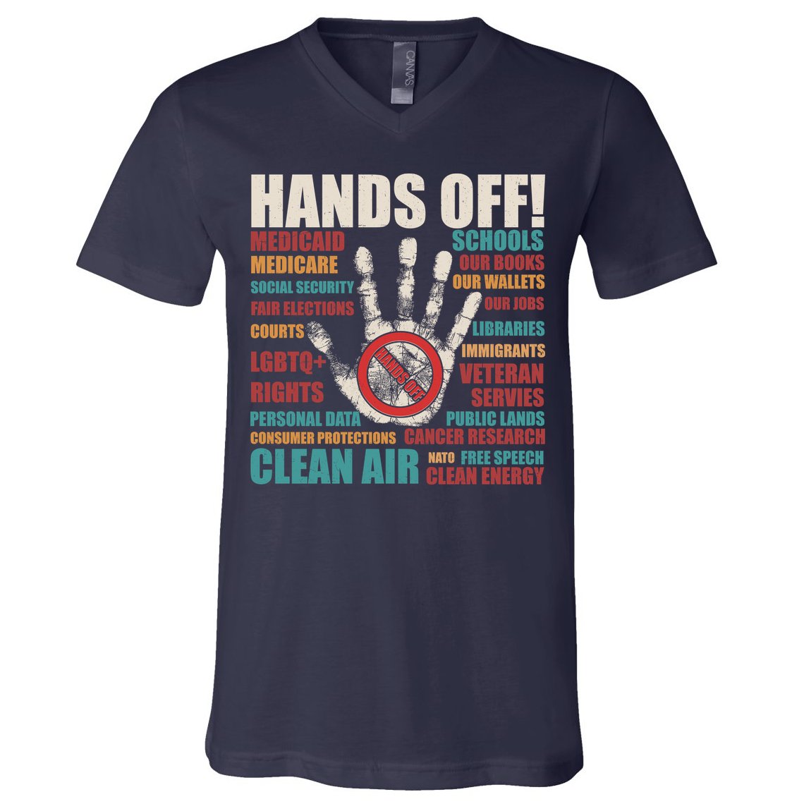 Resist Hands Off Protest Anti Trump V-Neck T-Shirt