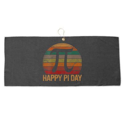 Retro Happy Pi Day Sunset Gift Math Teacher Geek Pi Day Large Microfiber Waffle Golf Towel