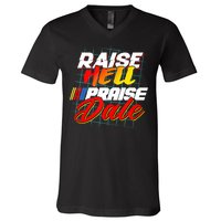 Raise Hell Praise Dale Retro Vintage Fathers Day Gift V-Neck T-Shirt