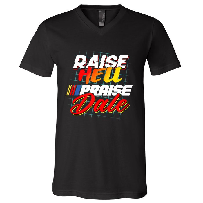 Raise Hell Praise Dale Retro Vintage Fathers Day Gift V-Neck T-Shirt