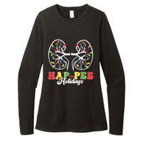 Retro Hap Pee Holidays Christmas Dialysis Nurse Kidney Xmas Womens CVC Long Sleeve Shirt