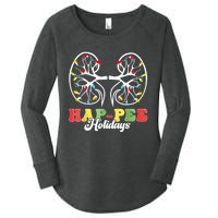 Retro Hap Pee Holidays Christmas Dialysis Nurse Kidney Xmas Women's Perfect Tri Tunic Long Sleeve Shirt