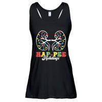 Retro Hap Pee Holidays Christmas Dialysis Nurse Kidney Xmas Ladies Essential Flowy Tank