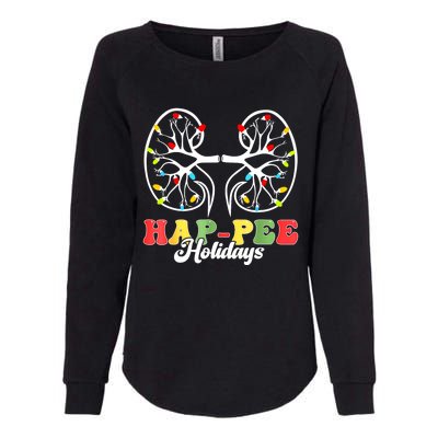 Retro Hap Pee Holidays Christmas Dialysis Nurse Kidney Xmas Womens California Wash Sweatshirt