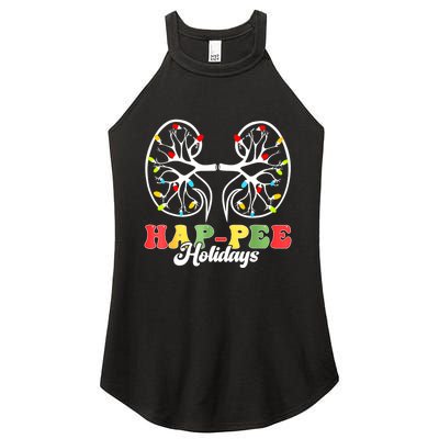 Retro Hap Pee Holidays Christmas Dialysis Nurse Kidney Xmas Women's Perfect Tri Rocker Tank