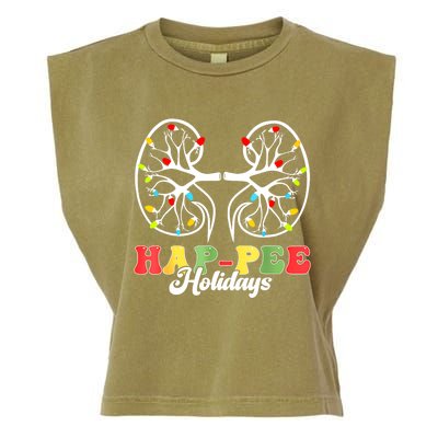 Retro Hap Pee Holidays Christmas Dialysis Nurse Kidney Xmas Garment-Dyed Women's Muscle Tee