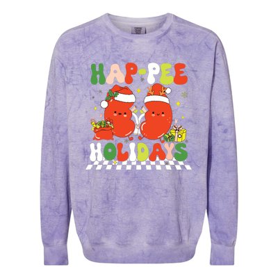 Retro Hap Pee Holidays Christmas Dialysis Nurse Kidney Nurse Colorblast Crewneck Sweatshirt