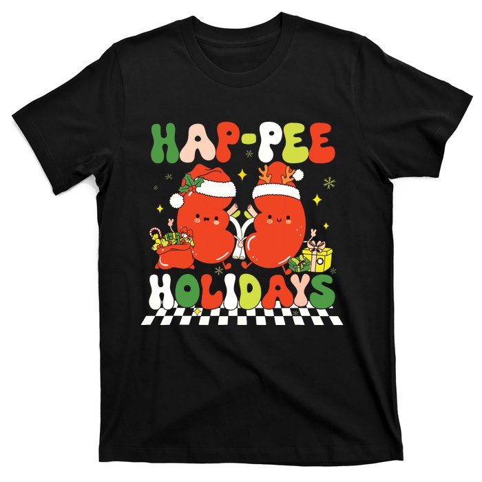 Retro Hap Pee Holidays Christmas Dialysis Nurse Kidney Nurse T-Shirt