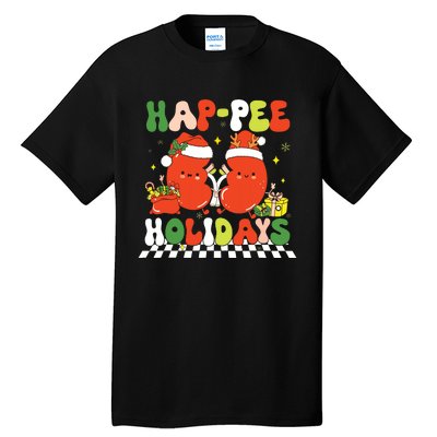 Retro Hap Pee Holidays Christmas Dialysis Nurse Kidney Nurse Tall T-Shirt