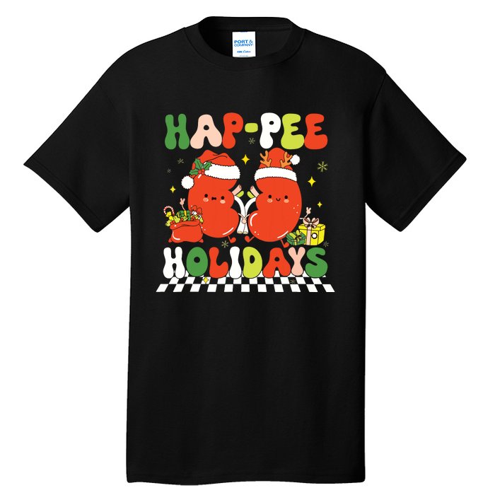 Retro Hap Pee Holidays Christmas Dialysis Nurse Kidney Nurse Tall T-Shirt