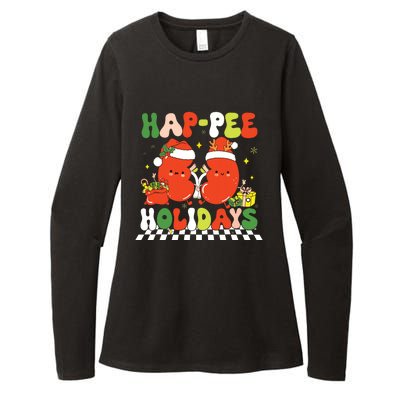 Retro Hap Pee Holidays Christmas Dialysis Nurse Kidney Nurse Womens CVC Long Sleeve Shirt