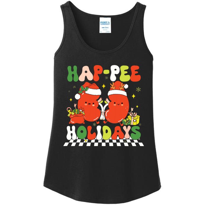 Retro Hap Pee Holidays Christmas Dialysis Nurse Kidney Nurse Ladies Essential Tank