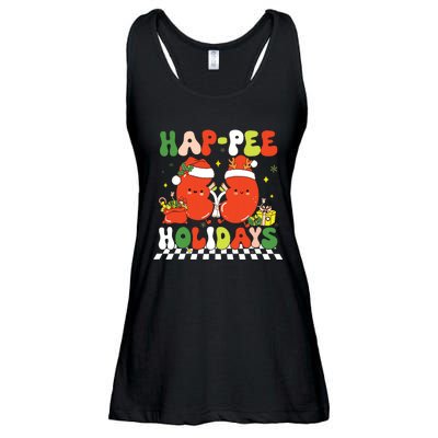 Retro Hap Pee Holidays Christmas Dialysis Nurse Kidney Nurse Ladies Essential Flowy Tank