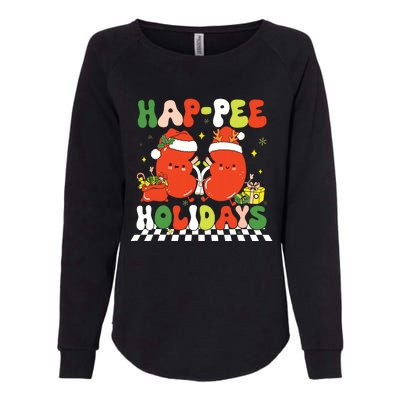 Retro Hap Pee Holidays Christmas Dialysis Nurse Kidney Nurse Womens California Wash Sweatshirt