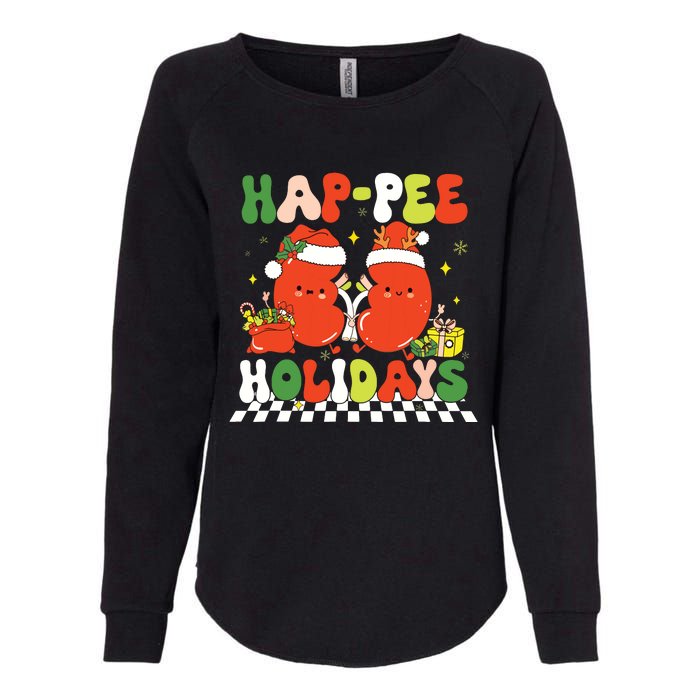 Retro Hap Pee Holidays Christmas Dialysis Nurse Kidney Nurse Womens California Wash Sweatshirt