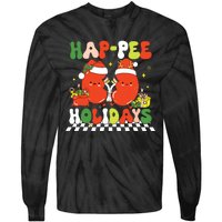 Retro Hap Pee Holidays Christmas Dialysis Nurse Kidney Nurse Tie-Dye Long Sleeve Shirt