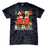 Retro Hap Pee Holidays Christmas Dialysis Nurse Kidney Nurse Tie-Dye T-Shirt