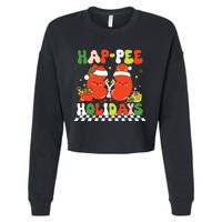 Retro Hap Pee Holidays Christmas Dialysis Nurse Kidney Nurse Cropped Pullover Crew