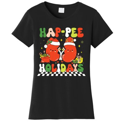 Retro Hap Pee Holidays Christmas Dialysis Nurse Kidney Nurse Women's T-Shirt