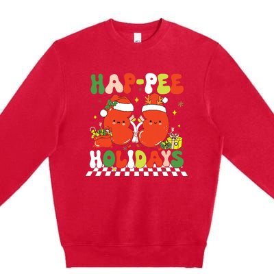 Retro Hap Pee Holidays Christmas Dialysis Nurse Kidney Nurse Premium Crewneck Sweatshirt