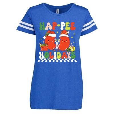 Retro Hap Pee Holidays Christmas Dialysis Nurse Kidney Nurse Enza Ladies Jersey Football T-Shirt