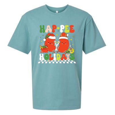 Retro Hap Pee Holidays Christmas Dialysis Nurse Kidney Nurse Sueded Cloud Jersey T-Shirt