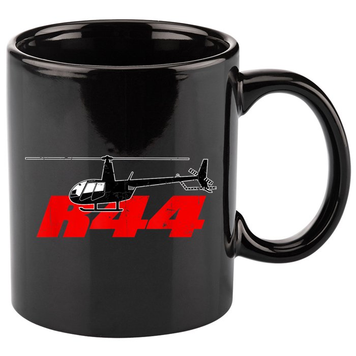 R44 Helicopter Pilot Aviation R44 Helicopter 11oz C Handle Ceramic Mug