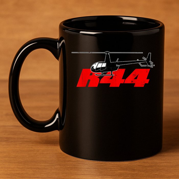 R44 Helicopter Pilot Aviation R44 Helicopter 11oz C Handle Ceramic Mug