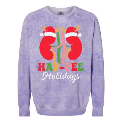 Retro Hap Pee Dialysis Kidney Nurse Santa Christmas Party Colorblast Crewneck Sweatshirt