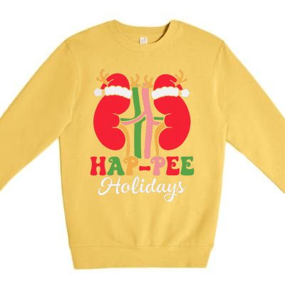 Retro Hap Pee Dialysis Kidney Nurse Santa Christmas Party Premium Crewneck Sweatshirt